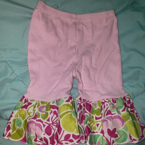 Haute Baby Other - Haute Baby Pink Green Ruffled Flare Legging Pants